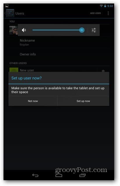 Korisnički računi Nexus 7 - postavite korisnika sada