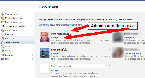 Facebook administrator i uloge