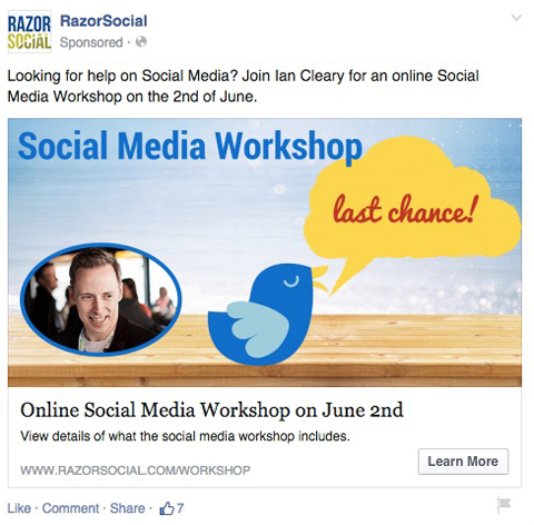 facebook oglas koji promovira događaj