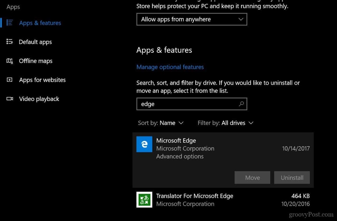 Kako resetirati ili popraviti web-preglednik Microsoft Edge u sustavu Windows 10 1709 i novijim