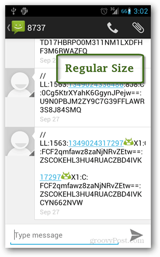 android tekst normalne veličine