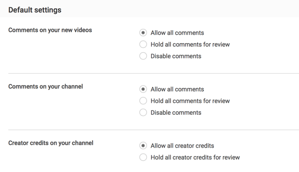 Možete dopustiti sve komentare nakon slanja ili ih odabrati zadržati na pregledu, ovisno o vašim postavkama moderiranja na YouTubeu.