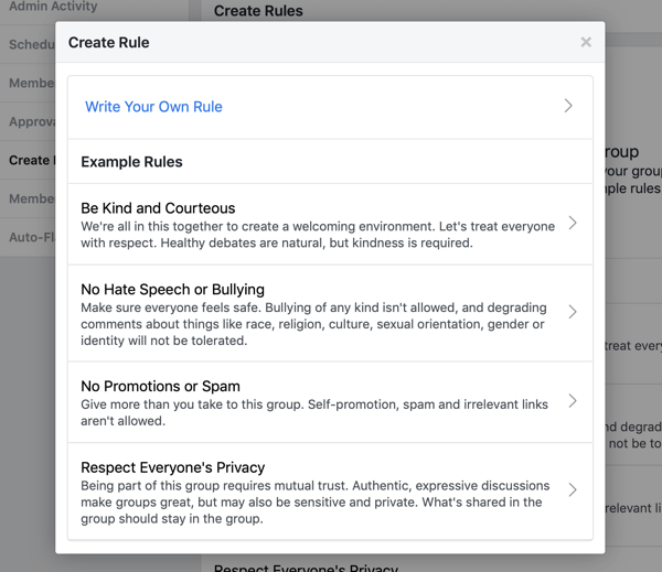 Kako poboljšati zajednicu Facebook grupa, primjer unaprijed napisanih pravila za Facebook grupu