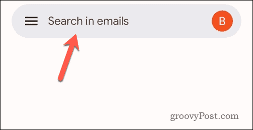Dodirnite traku za pretraživanje u Gmailu za mobitel