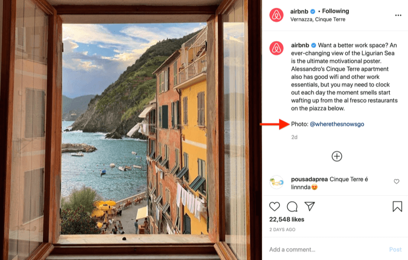 instagram image repost by @airbnb s kreditnom slikom za @wherethesnowsgo, kako je zatraženo na gornjoj slici