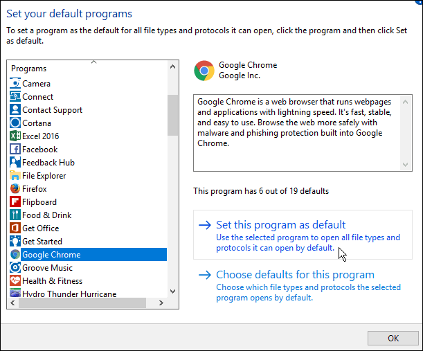 Promijenite zadani preglednik u Windows 10 Anniversary Update