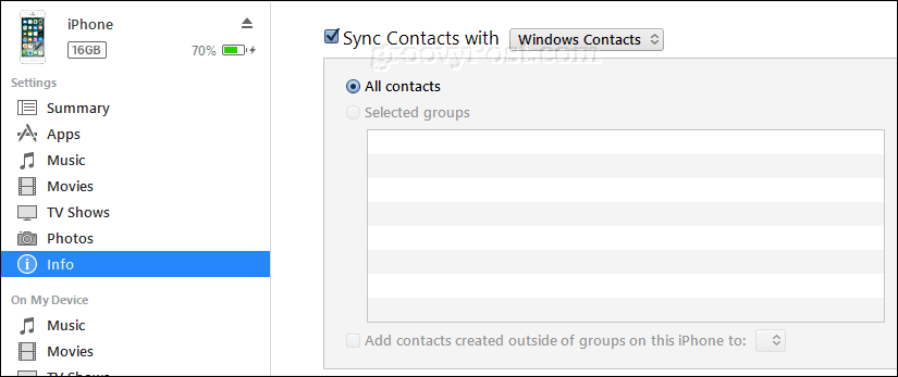 sinkronizirajte iphone kontakte s Windows kontaktima pomoću itunesa