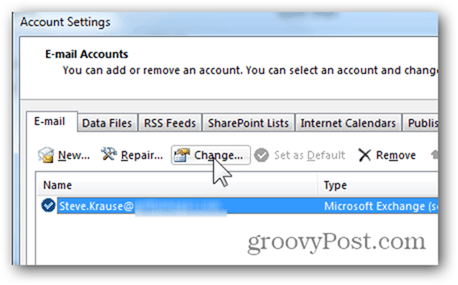 Dodajte poštanski sandučić Outlook 2013 - kliknite Promijeni
