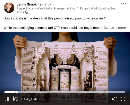 primjer povezanog videozapisa Jenny Simpkins koji pokazuje kako koristiti ugrađeno detaljno pakiranje vinskog pakiranja za impresioniranje