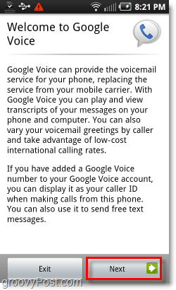 Google Voice na zaslonu dobrodošlice za mobilne uređaje Android
