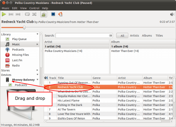 Kopiranje pjesama na / s iPhonea u Ubuntu