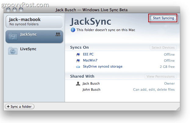 Windows Live Sync Beta na OS X