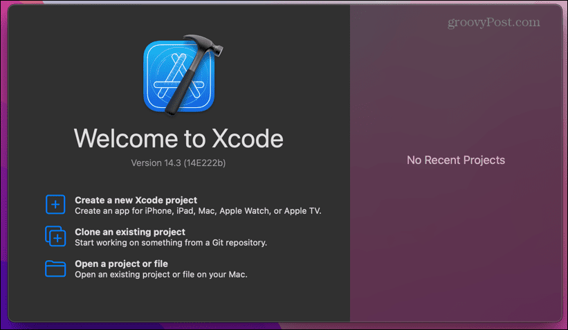 zaslon za pokretanje xcode-a