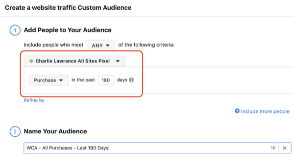 Stvorite Facebook sličnu publiku, korak 2.