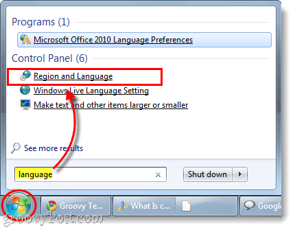 upravljačka ploča regije i jezika pokretanja u sustavu Windows 7