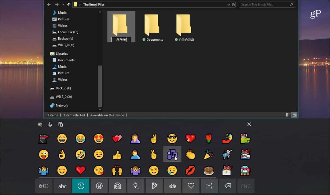 Dodirnite Emoji File Explorer tipkovnicu