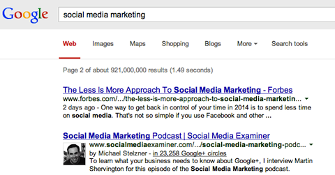 pretraživanje marketinga na društvenim mrežama na google +