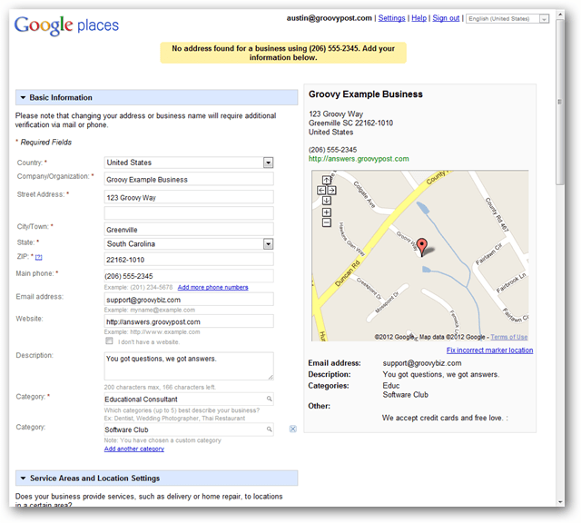 stvorite novi lokalni unos na Google mapama