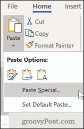 Word Paste Posebna opcija