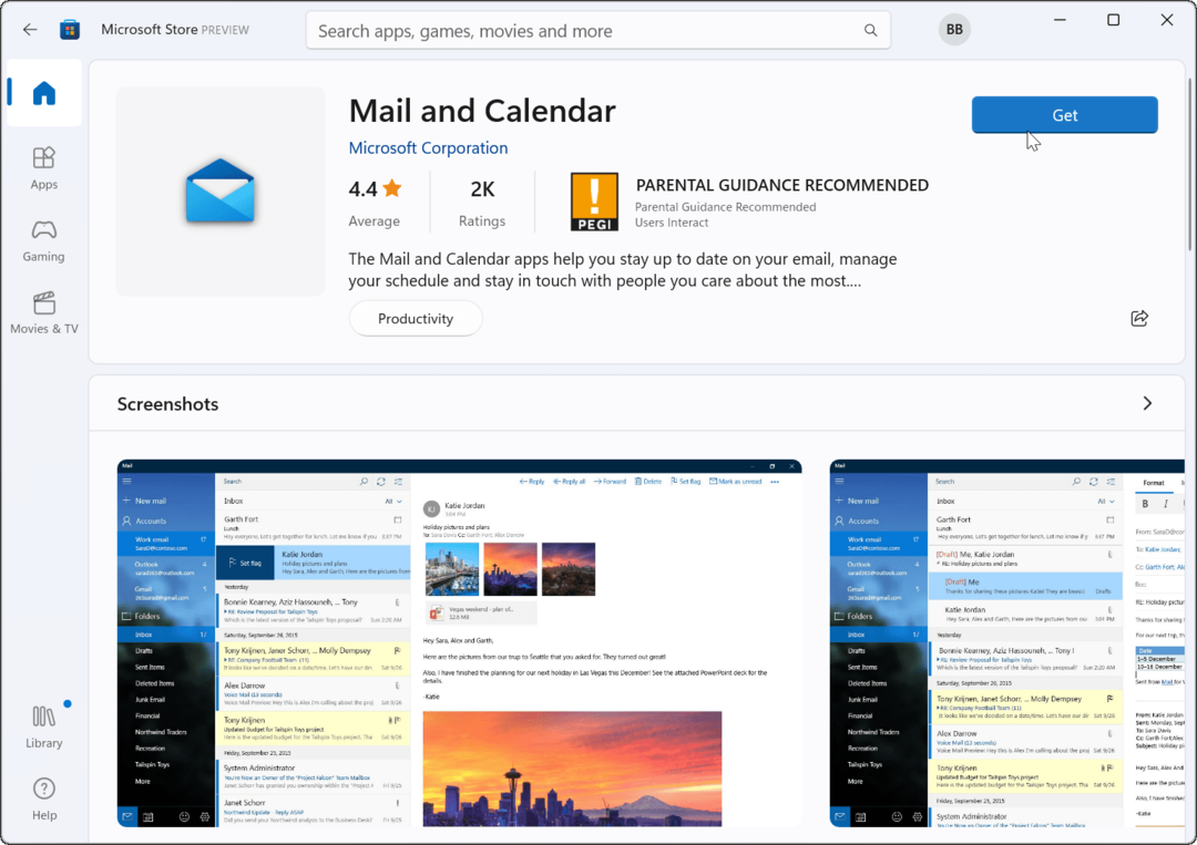 ponovno instalirajte aplikaciju Mail Microsoft Store