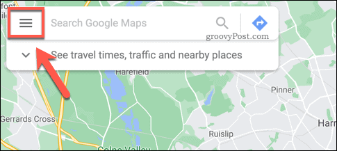 Ikona izbornika hamburgera Google Maps