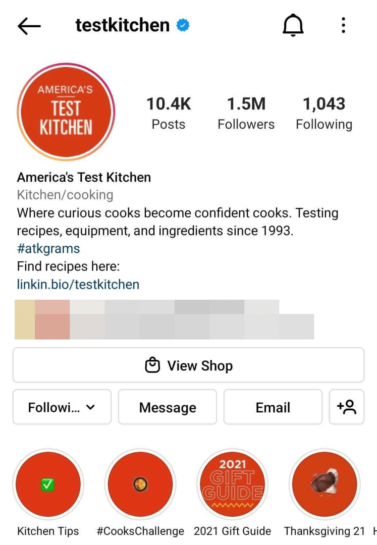 slika Instagram poslovnog profila optimizirana za pretraživanje