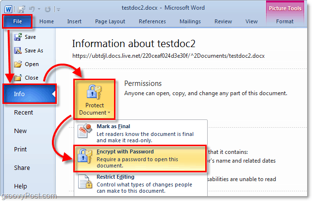 lozinkom zaštitite dokument iz sustava Office 2010