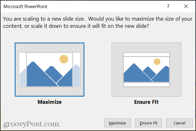 Odaberite Uvećaj ili Osigurajte da odgovara