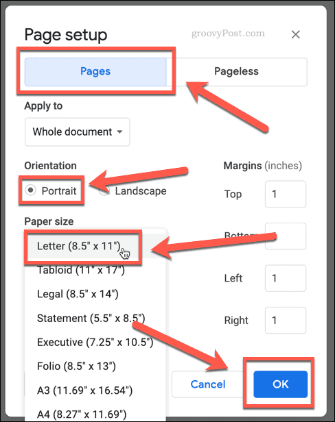 postavljanje stranice knjige u google dokumentima