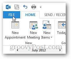 Outlook 2013 - Onemogući vrijeme u kalendaru - Kliknite Datoteka