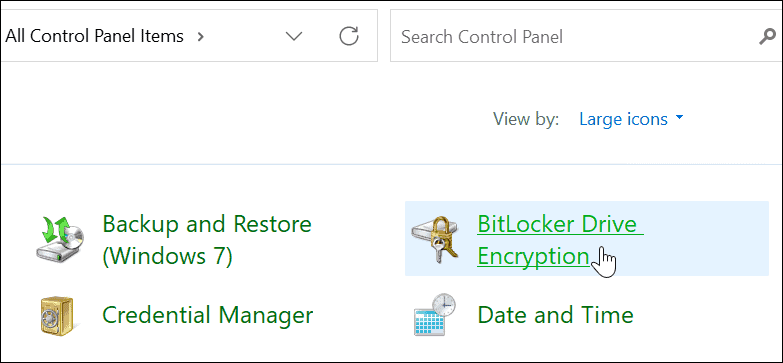 BitLocker Sigurnosna upravljačka ploča