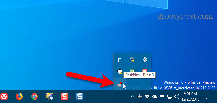 Kliknite ikonu DeskPins u programskoj traci sustava Windows da biste dobili pribadaču