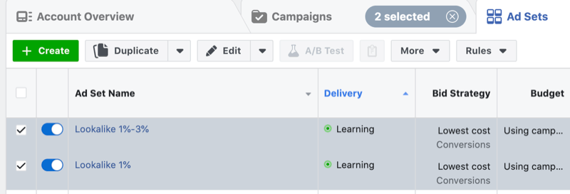 Facebook oglasi u fazi učenja