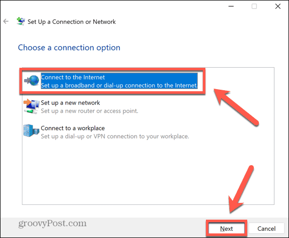 Windows se povezuje na internet