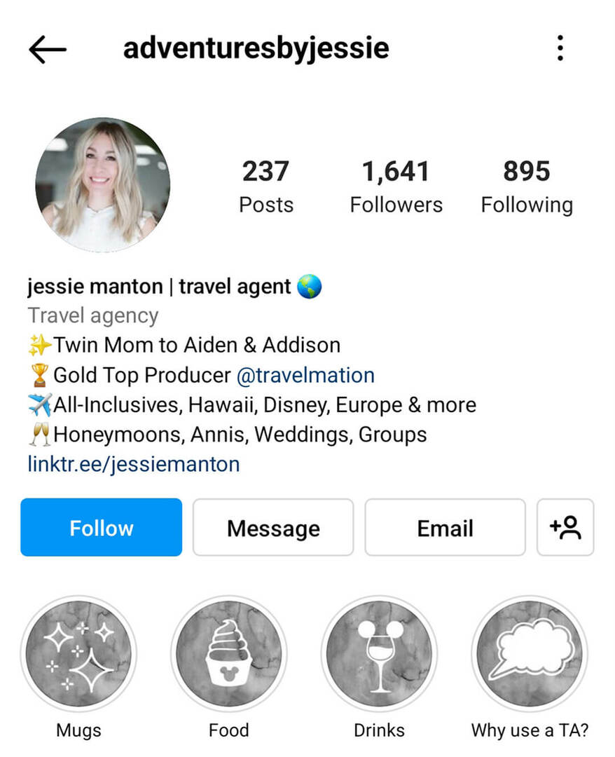 instagram-bio-adventuresbyjessie-primjer naziva tvrtke