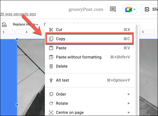 Kopirajte sliku u Google slajdovima