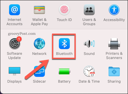Otvaranje izbornika Bluetooth postavki na Macu