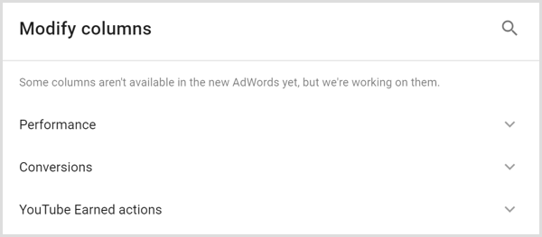 Google AdWords analitika mijenja zaslon stupaca