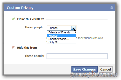 Prilagođeno dijeljenje privatnosti za Facebook ažuriranja i fotografije
