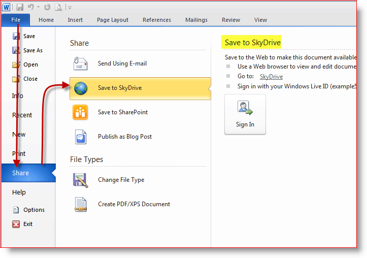 Spremite dokumente u internetsku pohranu SkyDrive