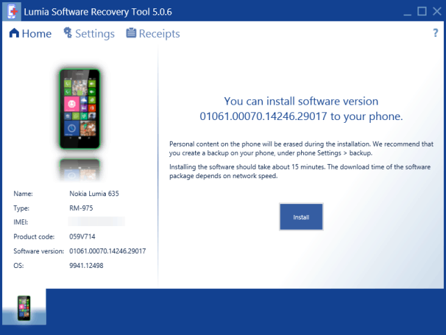 Alat za oporavak Lumia Windows 10 za telefone