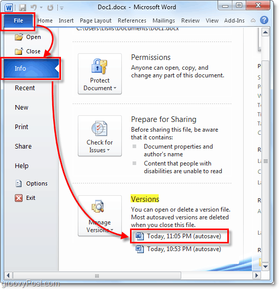 automatska spremljena verzija vratite u Outlook 2010