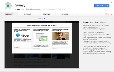 Swayy također ima proširenje za Google Chrome kako bi olakšalo dijeljenje otkrića sadržaja.