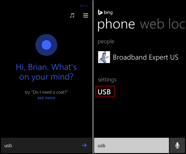 Cortana USB pretraživanje