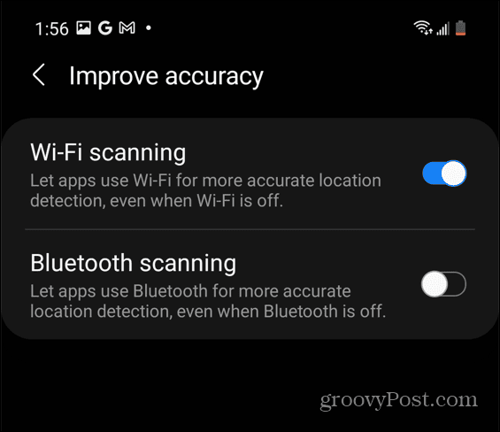 Android Samsung Wi-Fi skeniranje Kalibrirajte google karte