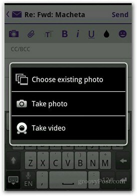 Yahoo Mail Android dodati videozapise s fotografijama
