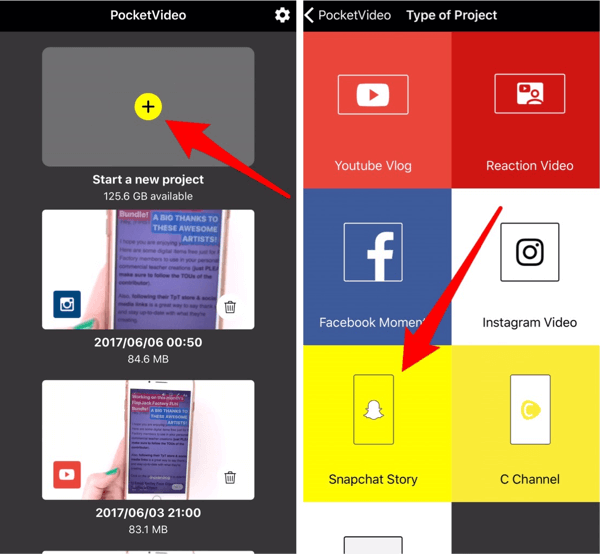 Dodirnite Snapchat Story da biste kreirali sadržaj za svoju Instagram priču.