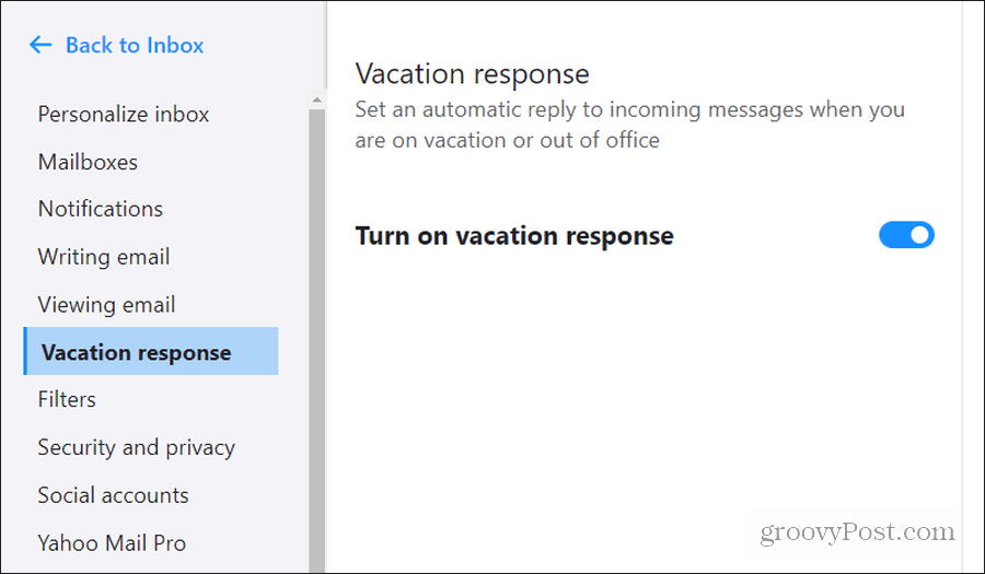 omogućujući Yahoo odgovor na godišnji odmor