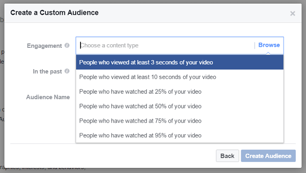 Stvorite prilagođenu publiku ljudi koji su pogledali najmanje tri sekunde prethodnog videozapisa.