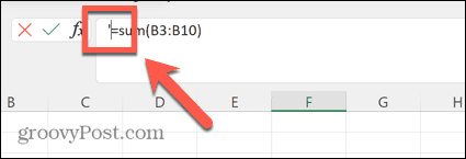 Excel traka formule kursor desno od apostrofa